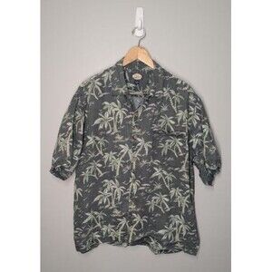TOMMY BAHAMA 100% Linen PALM TREES Short Sleeve Button Down Shirt Size Large